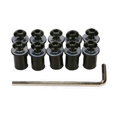 BELOMI 10PCS Motorcycle Windshield Bolts Screws Kit, Aluminum Alloy Motorbike Windscreen Body Mounting Bolts Nuts, Compatible with Motorcycle Cowls Well Nuts Fairing Fasteners Screw (Black)