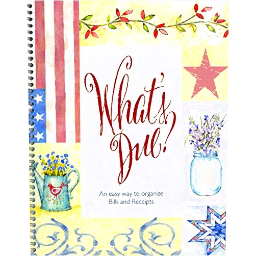 Product Concept Mfg, Inc What's Due? Country Edition - Keep Track of Monthly Bills - with Pockets for Receipts, Bills, and Invoices. Spiral Bound 10x8