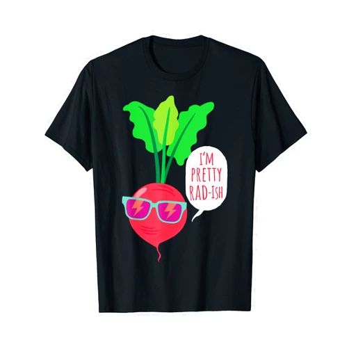 Funny Plant Based Diet Vegetarian & Vegan Designs Funny I'm Pretty Rad-Ish Vegan Vegetarian Radish T-Shirt