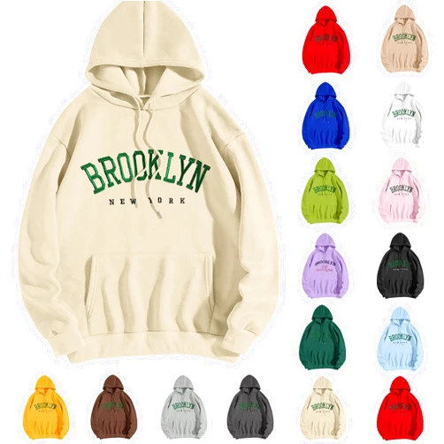 Generic Hoodies For Women 2024 Plus size Long Sleeve Drawstring Printed Sweatshirts Casual Loose Comfy Pullover with Pocket