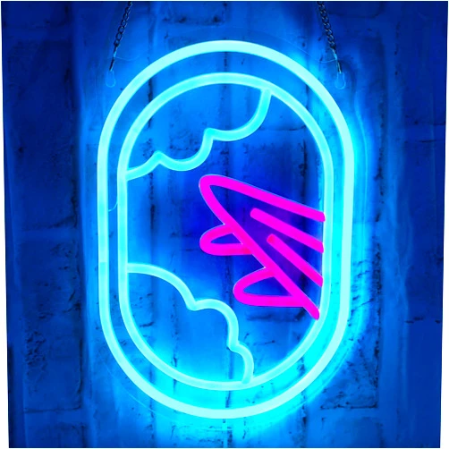 OkiyiD Airplane Gift, Airplane Window View Neon Signs for Wall Decor, Plane Window Clouds for Bedroom, Suitable for Living Office Game Room Christmas - 5V Power with Hanging Chain Hooks