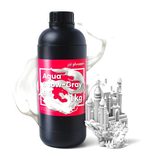 phrozen Aqua 8K 3D Printing Resin, Designed to Showcase Highly Detailed 3D Models & Works Best with 8K 3D LCD Printers (Snow Gray, 1KG)