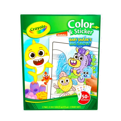 Crayola Baby Shark Coloring Pages and Stickers, Gift for Kids, Ages 3, 4, 5, 6 Color & Sticker