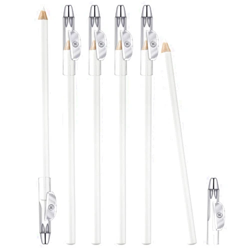 Maitys 6 Pieces White Eyeliner Pencils 2 In 1 Eye Liner Sharpener Pencil with Built in Soft Strokes Eyeshadow Silkworm Brighten Makeup Tool Christmas Valentine's Day Present