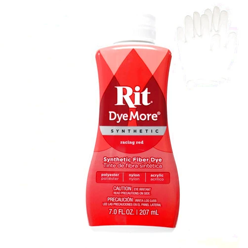 Craft County Rit DyeMore 7 Oz. Synthetic Liquid Fiber Dye with Plastic Gloves for Clothing, Décor, and Crafts – Racing Red (1 Pack)