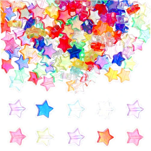 InnoHHustle 600pcs Acrylic Star Beads, Star Shape Spacer Beads for Jewelry Making, Cute Pastel Beads, Clear Star Beads for DIY Rainbow Bracelet Necklace Earrings Craft DIY Supplies（Mixed Color）