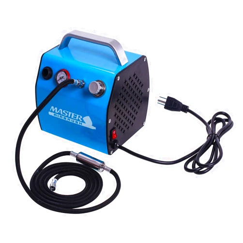 Master Airbrush Model TC-77, Super Quiet High Performance Airbrush Compressor with a 6 Foot Braided Hose with Mini-Inline Moisture Filter