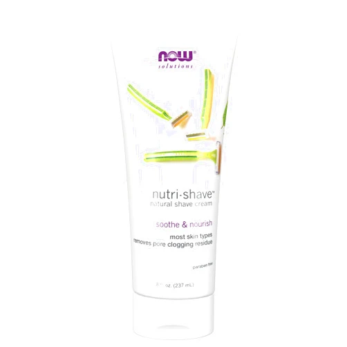 NOW Foods Solutions, Nutri-Shave, Shave Cream, Removes Pore Clogging Residue, Reduces Irritation, 8-Ounce