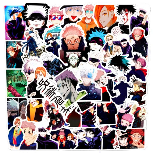 PENJAO 100PCS Jujutsu Decals Kaisen Stickers for Teens Adults Cartoon Anime Character Vinyl Sticker for Water Bottle Laptop Phone Scrapbooking Journaling for Party Supply Favor Decor (ZS)