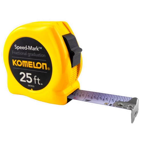 Komelon SM3925 Speed Mark Acrylic Coated Steel Blade Tape Measure 25-Foot by 1-Inch Yellow Case