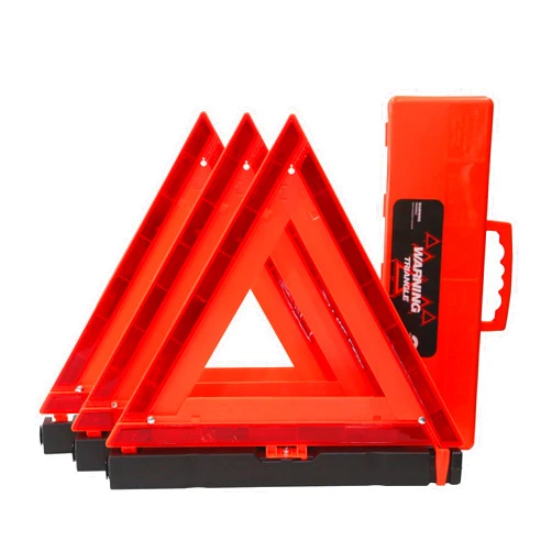 WORKKOOL Safety Triangles DOT Approved, Standard Warning Triangles Enmergency Reflector, Emergency Triangles for Vehicles with Carry Case(3 Pack,Without Sand)