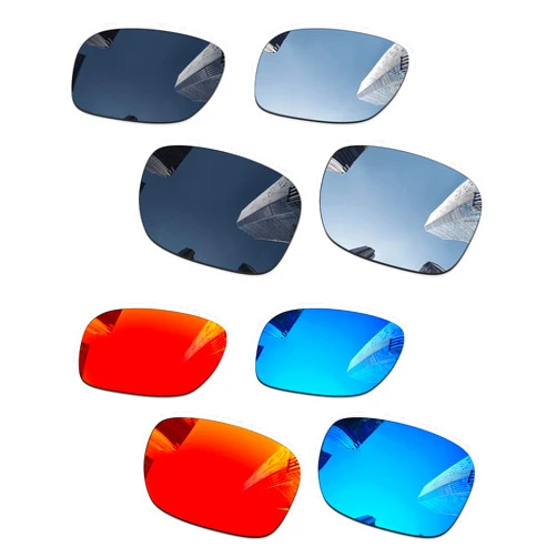 Combine8 4 Pairs Ploarized Replacement Lenses for Oakley Holbrook OO9102/Holbrook Mix OO9384/Holbrook Asian Fit (AF) OO9244 Sunglasses - Black + Silver Titanium + Ice Blue + Fire Red
