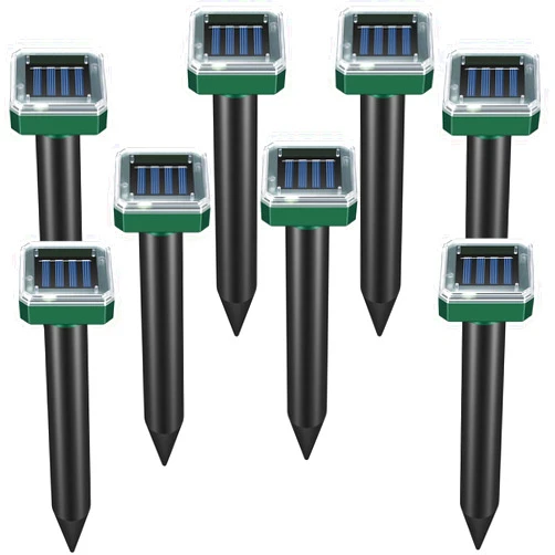 Letyet 8 Pack Mole Repellent Solar Powered, Waterproof Vole Chipmunk Repellent Outdoor,Ultrasonic Gopher Mole Repellent for Lawn Garden, Mole Deterrent,Groundhog Repeller, Snake