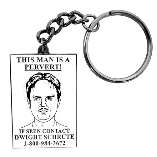 Pinsanity The Office Dwight Pervert Wanted Poster Keychain