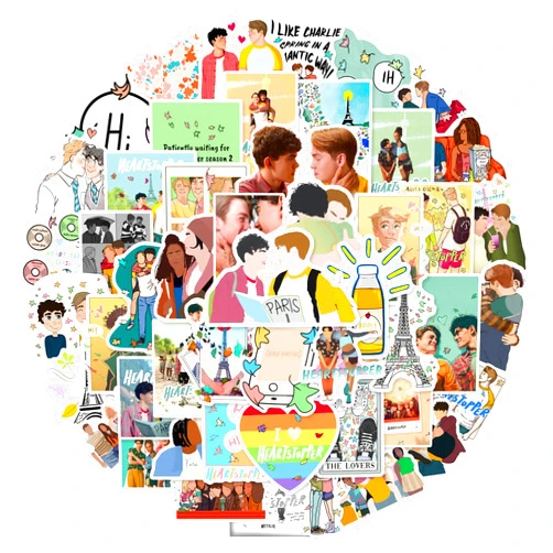 Wanhuatong Heartstoppe Stickers for Adult,DIY Decoration，Hot TV Series Heartstopper,Cartoon Stickers Cartoon Vinyl Waterproof Stickers for Phone Water Bottle