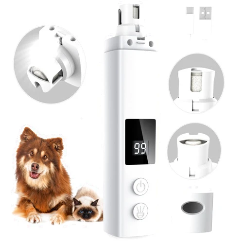 BETOPET Dog Nail Grinder Quiet - 45db 4 Speed 4 Ports 12000 r/min USB Rechargeable Electric Professional Pet Dog Nail Trimmers with LED Lights for Large Medium Small Puppy Dogs/Cats - White
