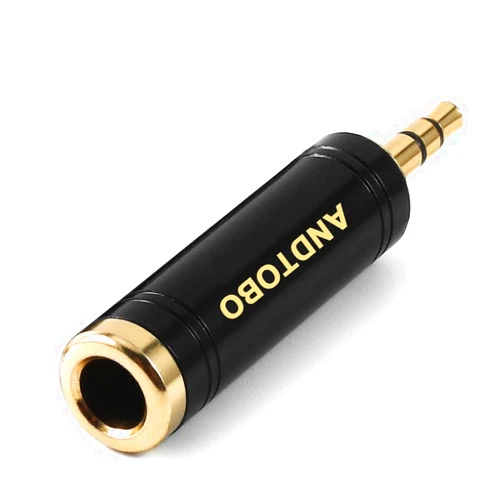 ANDTOBO 3.5mm Male to 1/4'' Female Stereo Pure Copper Headphone Adapter,3.5mm(1/8'') Plug Male to 6.35mm (1/4'') Jack Female Stereo Adapter for Headphone, Amp Adapte, Black 1-Pack