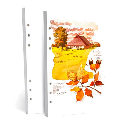 LIGHTWISH Watercolor Paper Bulk, 100% Cotton Hot Press 300gsm/140lb, 2 Pack, Total 40 Sheets A5 Hole-Punched Interchangeable Paper for Artists, Adults,Students,5.5 * 8.2 Inches