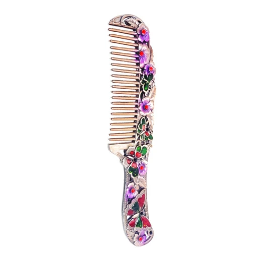 Prostuff.in® Beautiful Butterfly & Flower Design Metal Comb For Girls And Boys Makeup And Hair Styling Antique Work Multicolour 1 Pcs