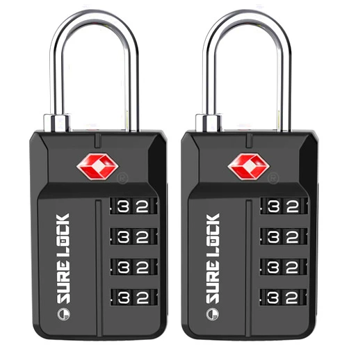 SURE LOCK TSA Approved Travel Luggage Locks, Open Alert Combination Lock for School Office & Gym Locker,Toolbox, Pelican Case,Easy Read Dials- 1, 2 & 4 Pack