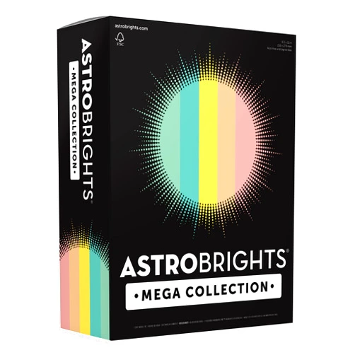 Astrobrights Mega Collection, Colored Cardstock, Punchy Pastel 5-Color Assortment, 320 Sheets, 65 lb./176 gsm, 8.5