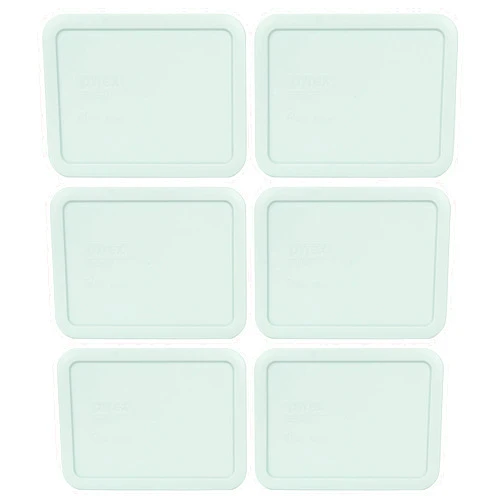 Pyrex 7210-PC 3 Cup Muddy Aqua Rectangle Plastic Food Storage Lid - 6 Pack Made in the USA