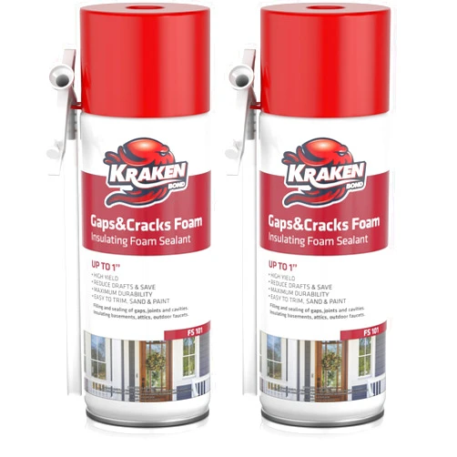Kraken Bond Gaps & Cracks Expanding Foam Sealant - (2x12oz) High Expansion Polyurethane Spray Foam for Window & Door, Straw Use Waterproof High Yield Gap Filler - 2 Pack