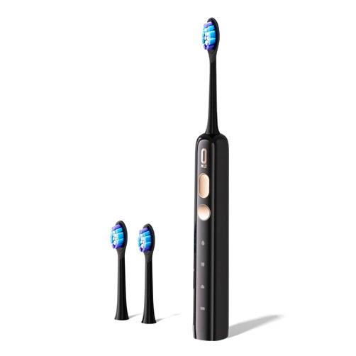 O.H.B Electric Toothbrush, 80° Oscillating & Vibration Sonic Toothbrush for Adults, Type-C Rechargeable, Dual-Button Control, IPX8 Waterproof, 60-Day Battery Life, 2 Brush Heads, Black