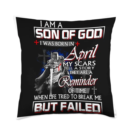Knight Templar On The Darkest Hour Demons Come Knight Templar I'm A Son Of God April Christian Religious Throw Pillow