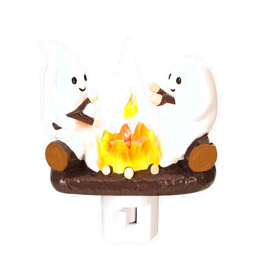 Luckyone Ghost Campfire Nightlight, Halloween Decorations Night Light Flickering Firelight Indoor Decorations, 2024 Ghost Roasting Marshmallows Figurine Lamp