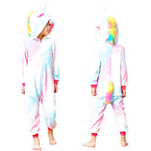 HQFURS Unicorn Onesie for Kids Animal Pajamas Cosplay Halloween Unisex Costume