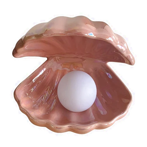 SPUUAMGE Table lamp Nordic Creative Shell Night Light Bedroom Bedside Pearl Lamp Dream Girl Heart Ceramic Lamp Desktop Decoration Desk Lamp