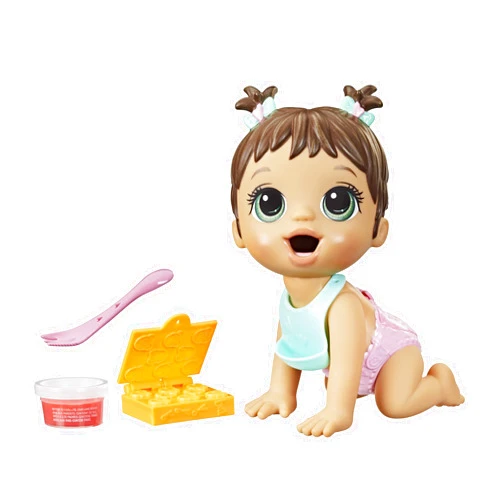 Baby Alive Lil Snacks Doll, Eats and Poops, Snack-Themed 8-Inch Baby Doll, Snack Box Mold, Toy for Kids Ages 3 and Up, Brown Hair