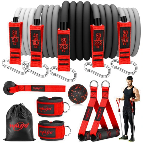 WALITO Resistance Bands Set - Exercise Bands with Handles, Door Anchor, Legs Ankle Straps, for Heavy Resistance Training, Physical Therapy, Muscle Training, Yoga, Home Workouts