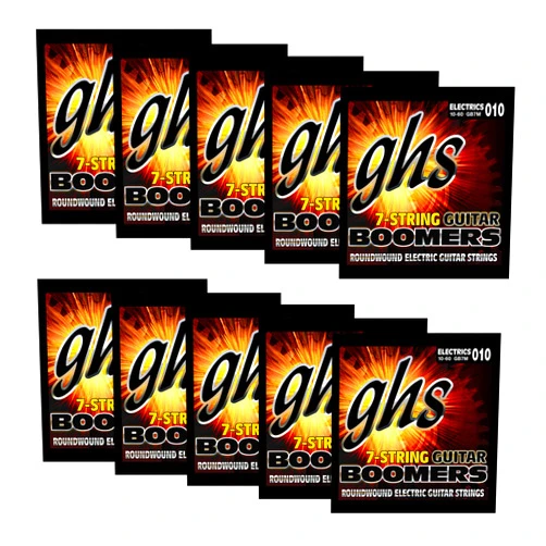 GHS Strings GB7M - 10 Pack - Guitar Boomers 7-String Set, Nickel-Plated Electric Guitar Strings, Medium (.010-.060)