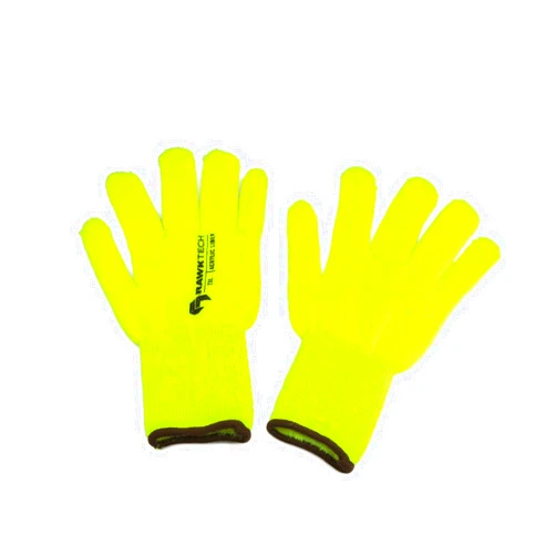 Rawktech High-Viz Bright Yellow Thermal Liner Gloves for Cold Weather PAIR (Large)