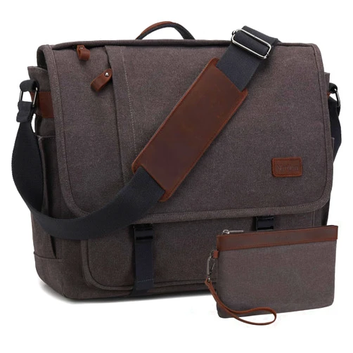 NerIion Nerlion Messenger Bag for Men 17-17.3 Inch Laptop Bag Canvas Water-resistant Computer Bag Shoulder Bag Work Briefcase Bookbag for College (Gray)