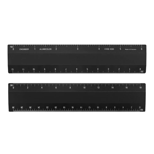 Alumicolor Engineer Ruler Scale w/ 4 Bevel Design for Drawing, Drafting & Engineering, Calibrations Divided by 10, 20, 30, 50 Parts per inch, 6 inch, Black