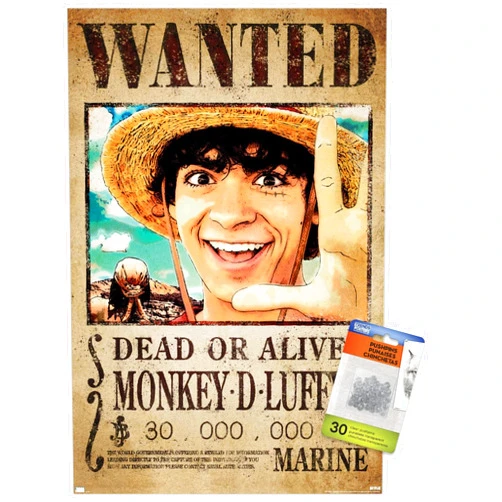 Trends International Netflix One Piece - Luffy Wanted Wall Poster with Push Pins