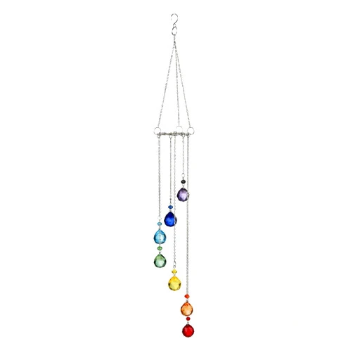 Chiegeguu Handmade Crystal Suncatcher Wind Chime - Colorful Rainbow Maker Prisms for Window & Garden Decor, Perfect Indoor Outdoor Hanging Ornament & Gift