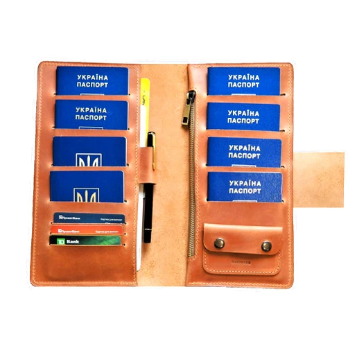 SHULGAstudio Family passport holder 8 leather Travel wallet multiple Personalized passport wallet travel organizer crazy horse