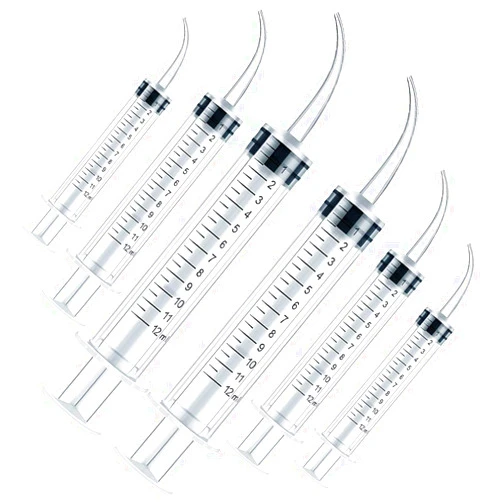 T-Antrix 6pcs 12cc Dental Syringe Dental Irrigation Syringe with Curved Tip Disposable Graduated Dental Irrigation Syringe for Oral Dental Care, Tonsil Stones Removing, Lab, Feed Small Pet (with Measurement)