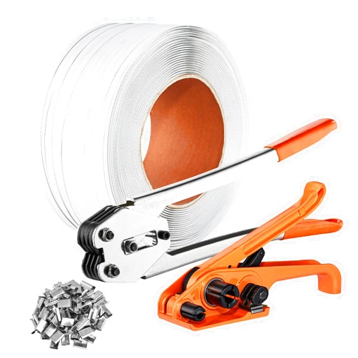 VEVOR Banding Strapping Kit with Strapping Tensioner Tool, Banding Sealer Tool, 3280 ft Length PP Band, 1000 Metal Seals, Pallet Packaging Strapping Banding Kit Banding Packaging Strapping for Packing