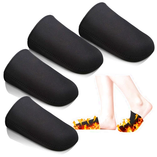 Zhanmai 4 Pieces 3 mm Toe Neoprene Warmers Cycling Shoe Covers Toe Black Warmer Booties Neoprene feet Covers Biking feet Socks for Cycling Running Hiking Ice Bath