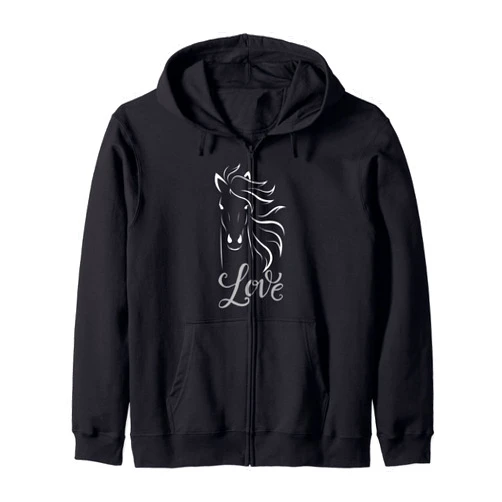 Pferde Shirt Mädchen Reiten Damen Bekleidung Women's horse shirt for riders and horse lovers Zip Hoodie