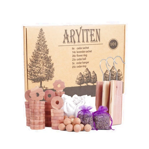 Aryiten Cedar Blocks for Clothes Storage, Aromatic Scent Cedar Wood Chips, Balls, Flowers for Closets and Drawers Freshener, 101 Pack
