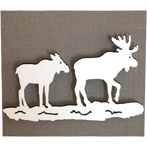 DCentral® Two Moose Flexible Vinyl Screen Magnets: Double-Sided. White-Easier to See, Decorative. Helps Stop Walking into Screens, Covers Small Tears, for Non-RETRACTABLES, Size L 5.2