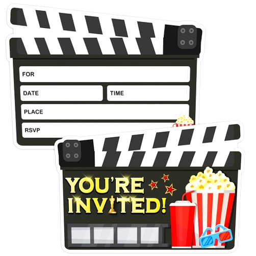 Simimi art 30 Movie Party Invitations with Envelopes - Perfect for Movie Theme Party, Hollywood Party, Red Carpet Party, Movie Birthday Party Supplies