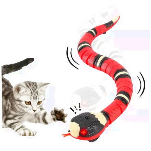 FauKait Cat Toys Snake Interactive,Kitten Toys,Realistic Smart Sensing Snake Toy,USB Rechargeable,Automatically Sense Obstacles and Escape,Electric Tricky Snake Cat Toys for Indoor Cats Dogs(Pink snake)