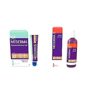 Mederma Advanced Scar Gel - Advanced Scar Treatment for Old and New Scars -1 Doctor & Pharmacist Recommended Brand - 0.70oz & Quick Dry Oil - For Scars, Stretch Marks, 3.4oz